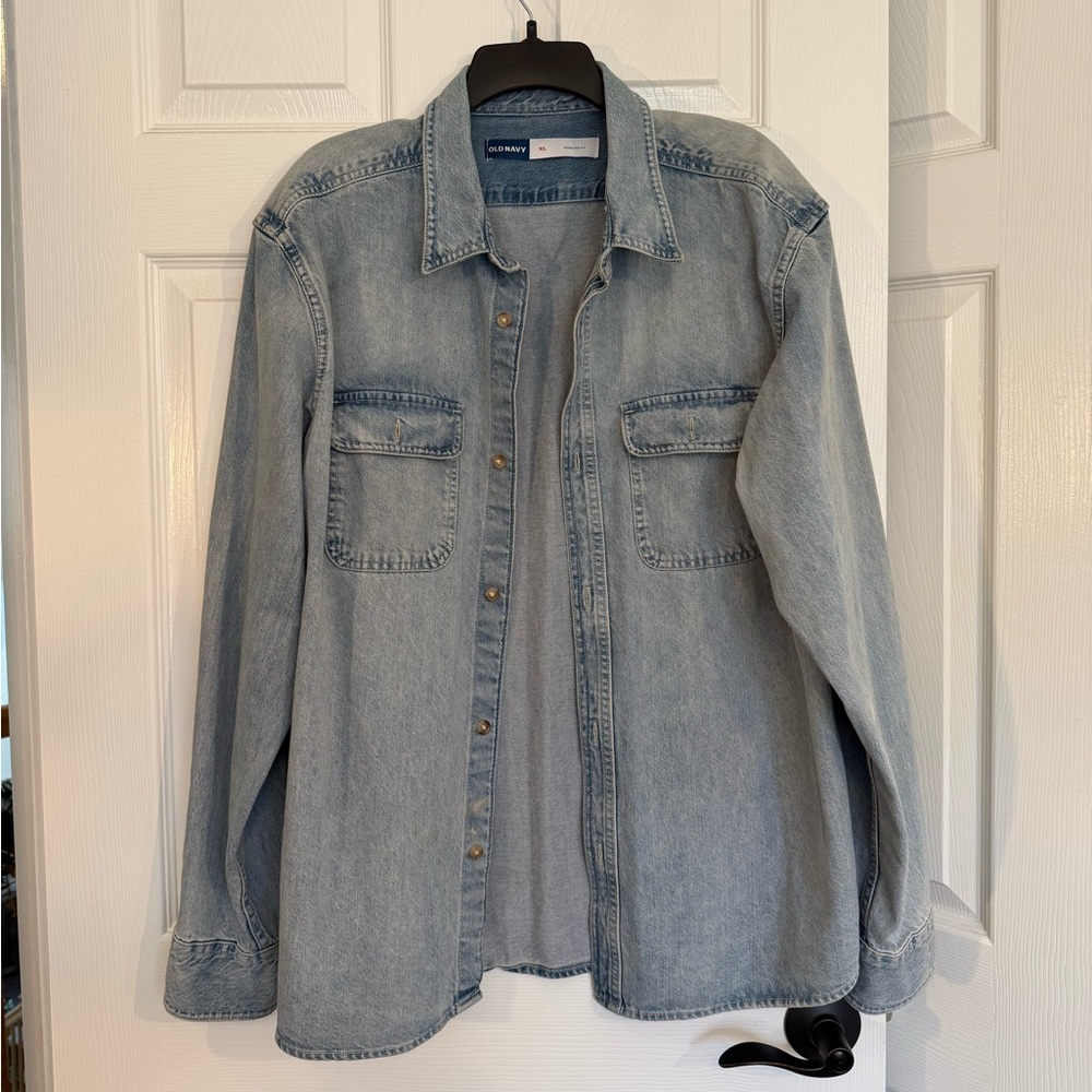 Old Navy | Men’s | Light Blue Denim Button Down Long Sleeve Shirt | Size Mens XL